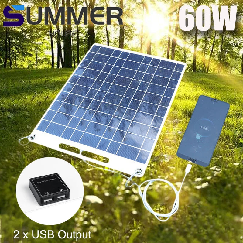 60W Solar Panel, Features high-efficiency polycrystalline silicon solar cells for optimal power generation.
