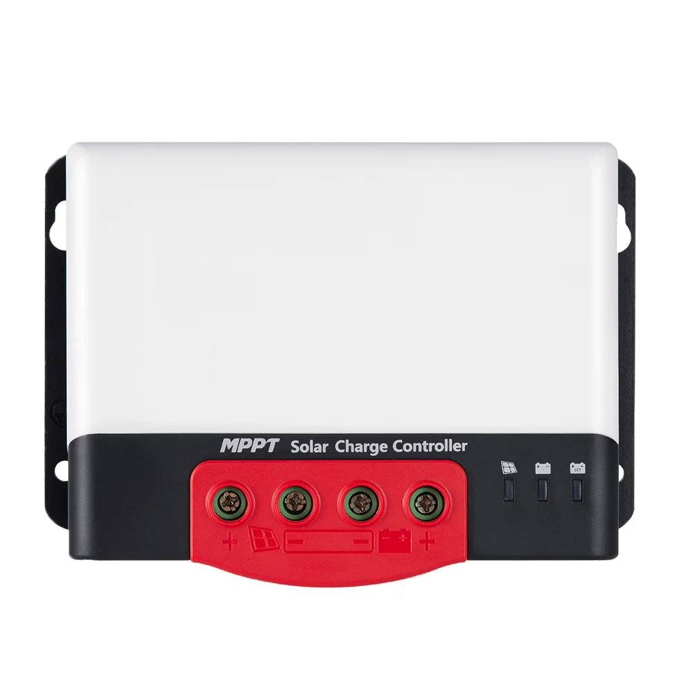 SRNE MPPT Solar Charge Controller, Controller features include solar panel protection, battery open circuit protection, TVS lightning protection, and remote display with Bluetooth connectivity.