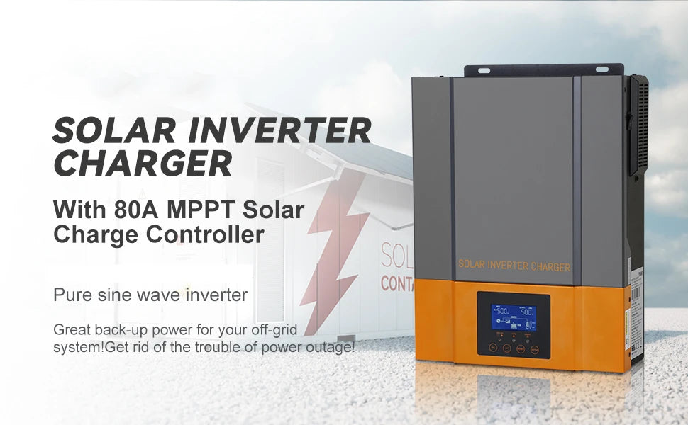 PowMr Hybrid Solar Inverter, Hybrid solar inverter for off-grid systems provides reliable backup power during outages.