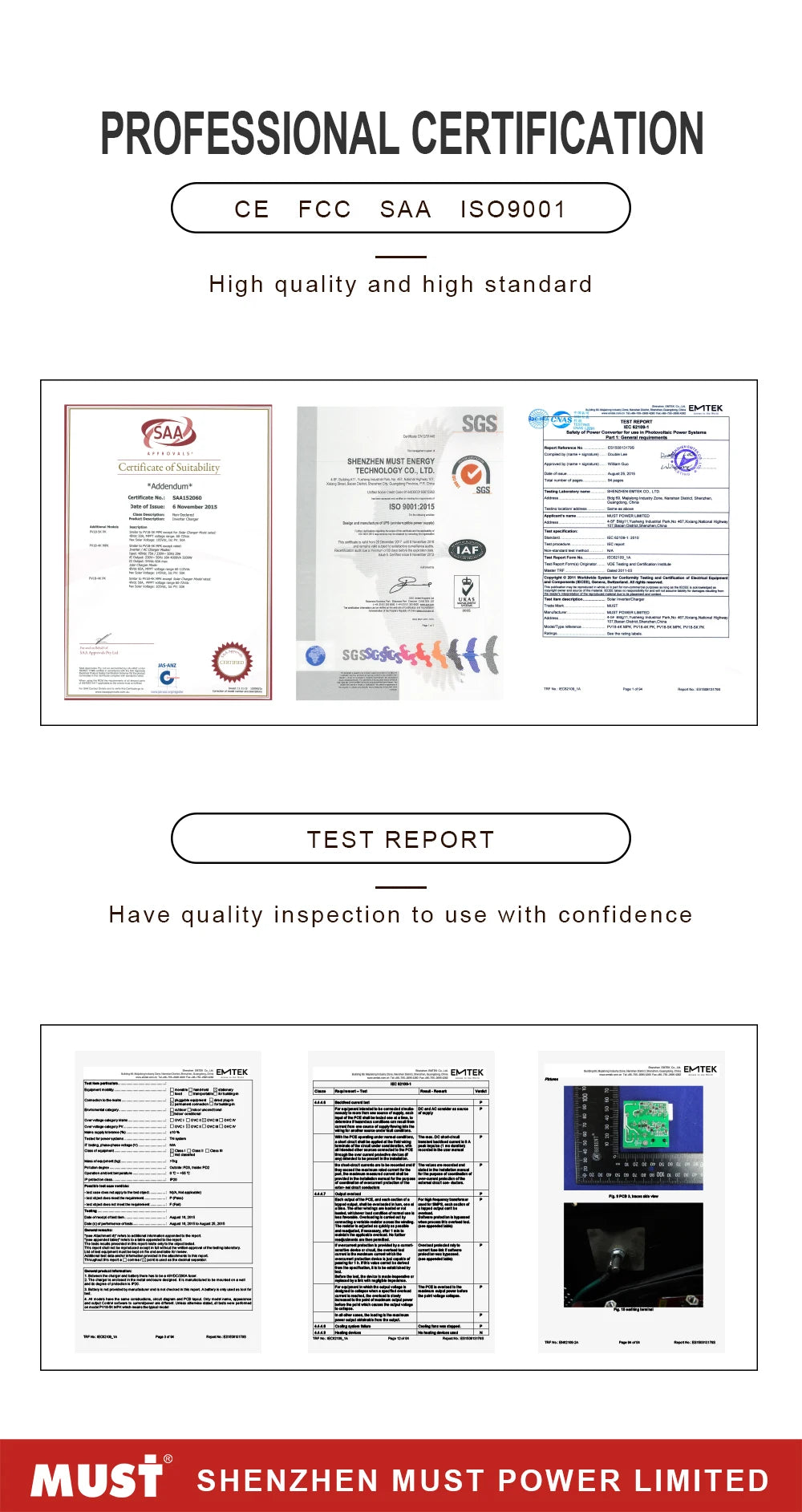 Certified safe and reliable: CE, FCC, SAA, and ISO 9001 compliant product with professional testing and manufacturer guarantee.