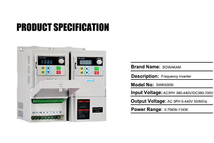 Solar VFD for water pumps with 220V input and 2.2kW output.