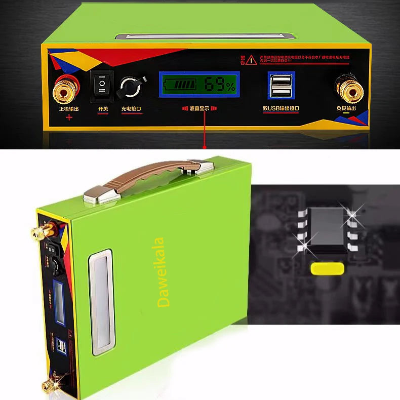 1Large capacity lithium battery, Portable power station with large lithium battery for outdoor use, camera powering, and emergency backup.
