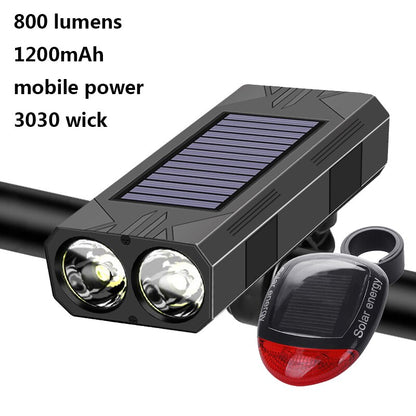 1200mAh MTB Solar Bike Light Headlight - Bicycle Flashlight 2*30 LED Front Light Bike Solar Power Bicycle Accessories