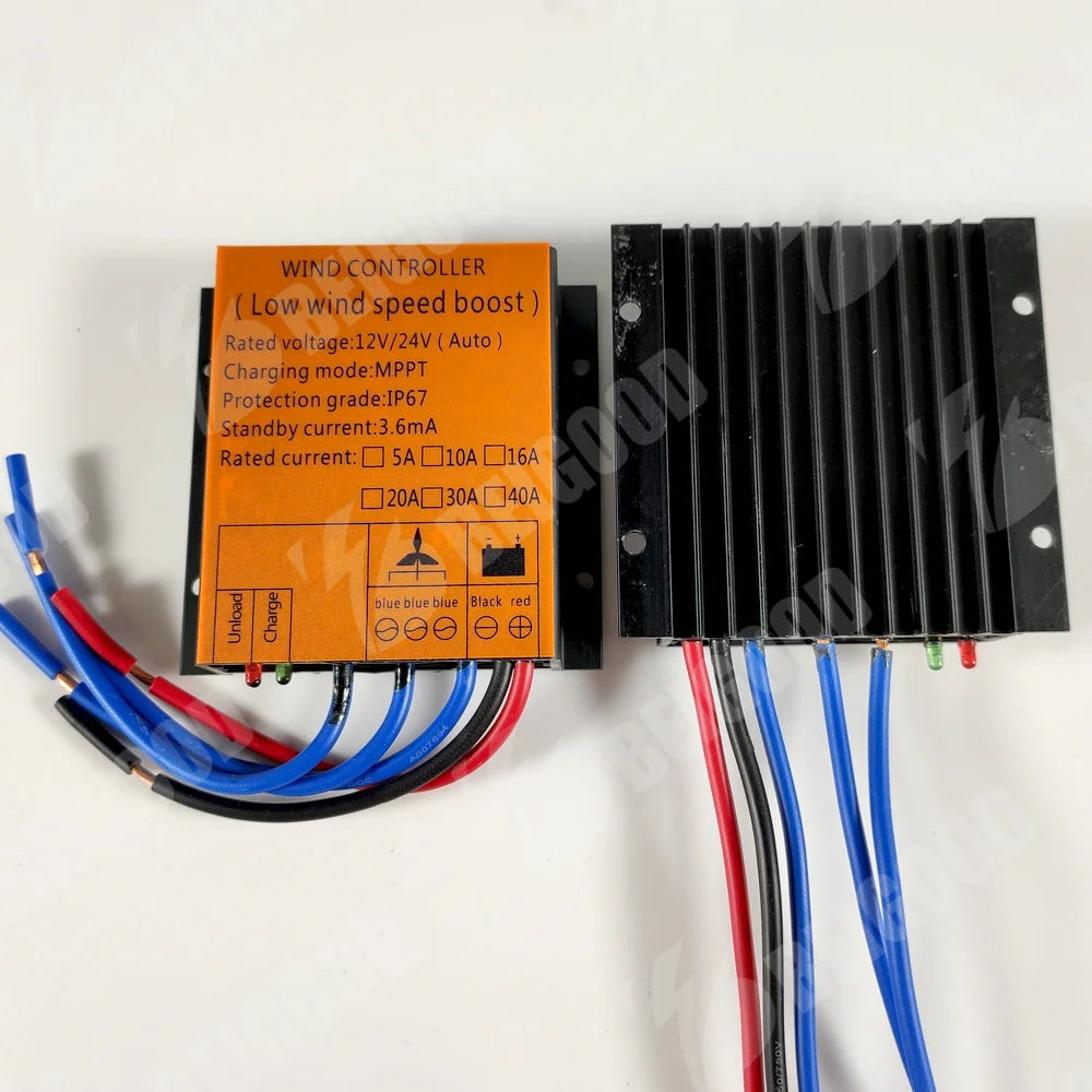 MPPT Wind Turbine Charge Controller, Wind turbine charge controller for 12V/24V systems, boosting low winds, water-resistant, and safe up to 5A.