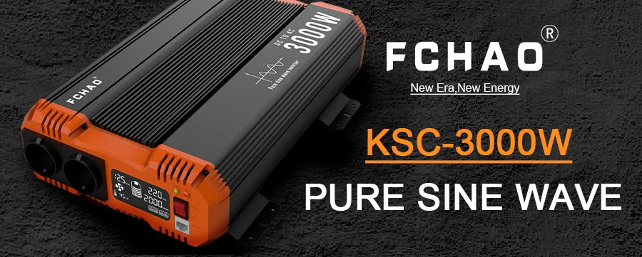 FCHAO 6000W Pure Sine Wave Inverter, Inverter rated 3000W, AC output 220V-240V, DC input 12V/24V, pure sine wave, CE compliant.