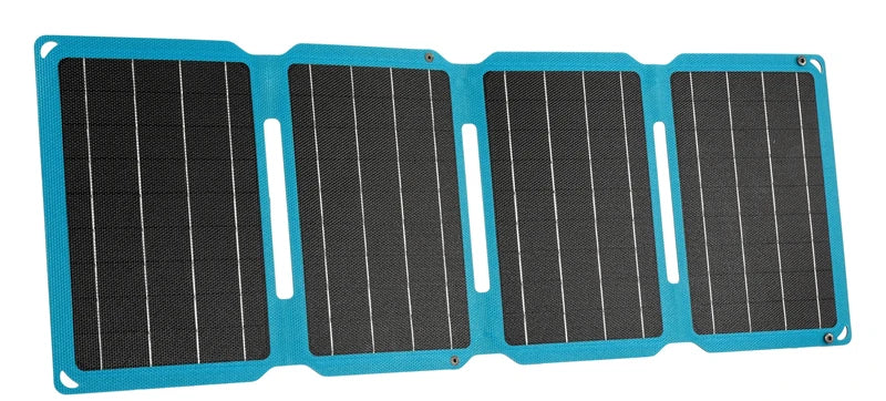 ETFE 18V 28W Foldable Solar Panel, Powerful in low-light conditions and capable of powering devices during poor weather.