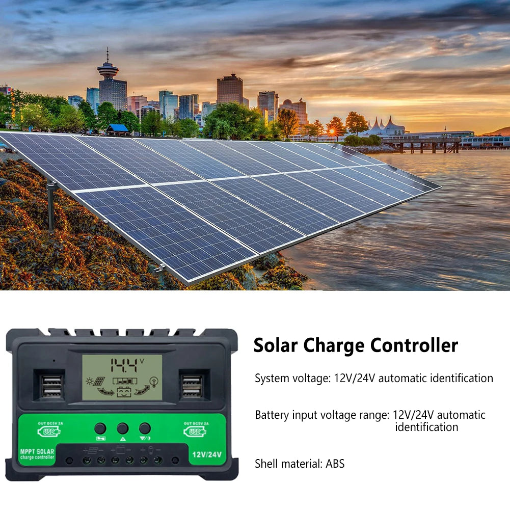 30A 40A 50A MPPT Solar Charge Controller, Solar charge controller system detects 12V/24V input, compatible with 12V/24V batteries.