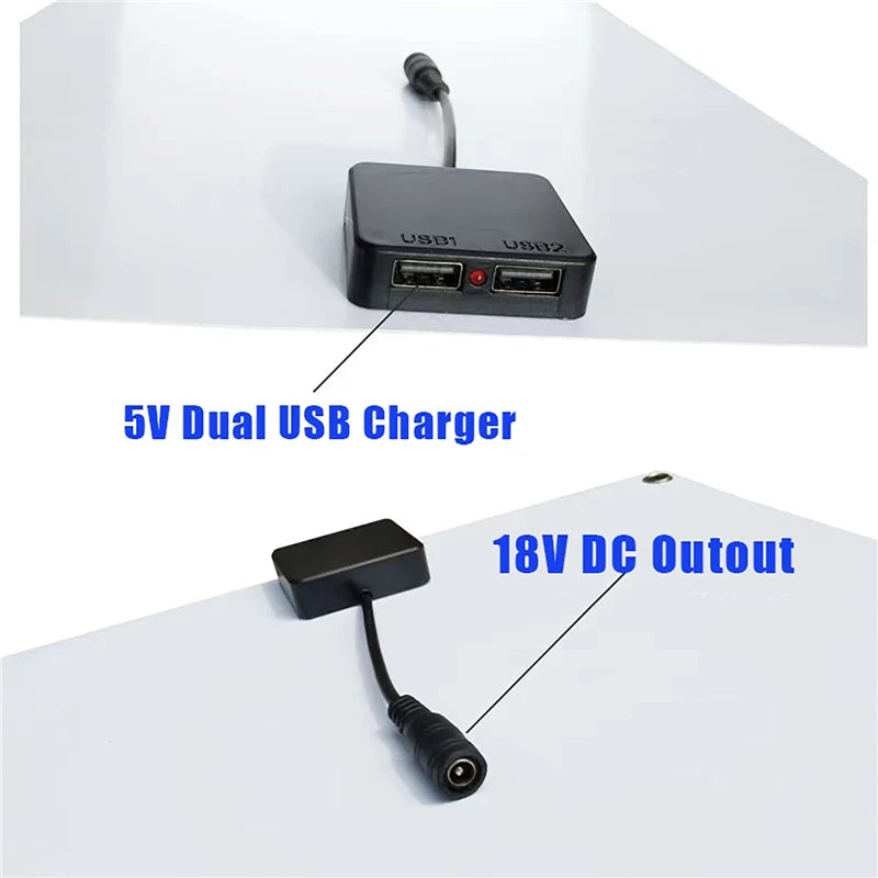 Power inverter with cigarette lighter adapter and battery clips for devices up to 300W.