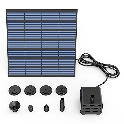 2.5W Solar Fountain, Create peaceful ambiance with solar-powered fountain pump for outdoor spaces.