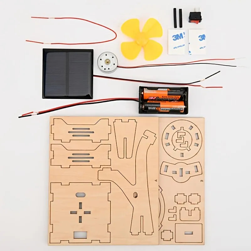 Children DIY Solar Powered Electric Fan Toy, Color accuracy may vary due to monitor differences, so displayed colors may not exactly match actual product hues.