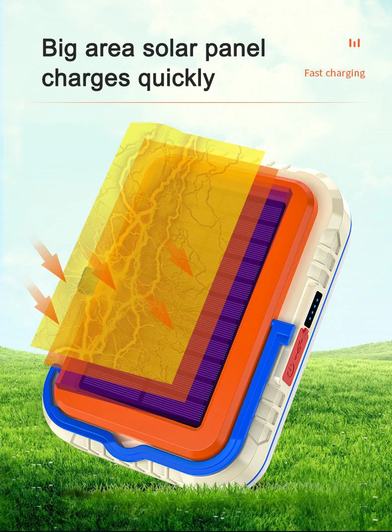 Large-area solar panel enables fast recharging for quick energy replenishment.