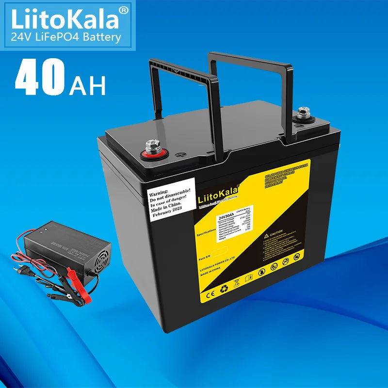 LiitoKala 24V 30Ah 40Ah lifepo4 battery, Reliable Power Source: 24V LiFePO4 Battery for RVs, Golf Carts, and Off-Grid Use.