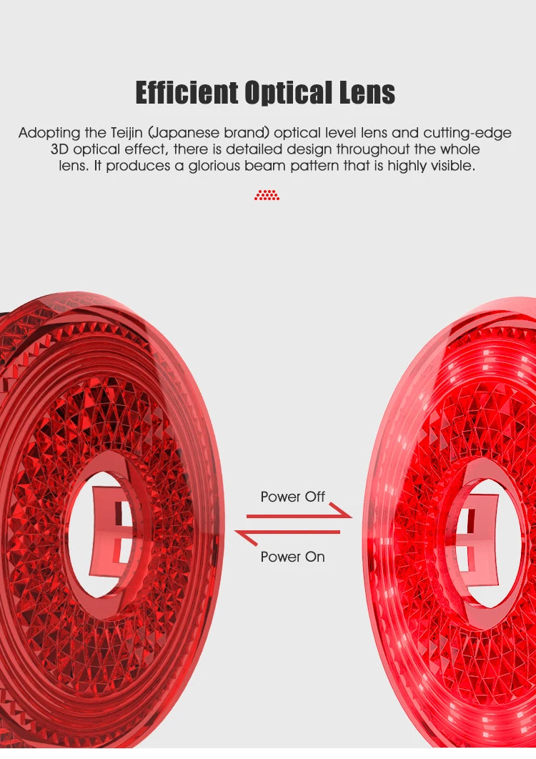 Gaciron LOOP-100 Smart Brake Bike Tail light, Advanced optical lens technology for increased visibility and precise beam pattern.