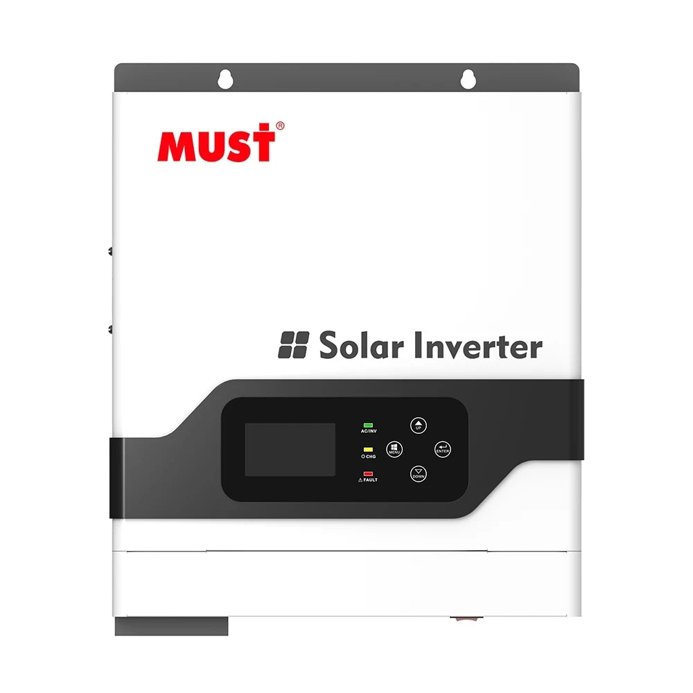 Off-grid solar inverter for home use, providing pure sine wave power and Wi-Fi monitoring.