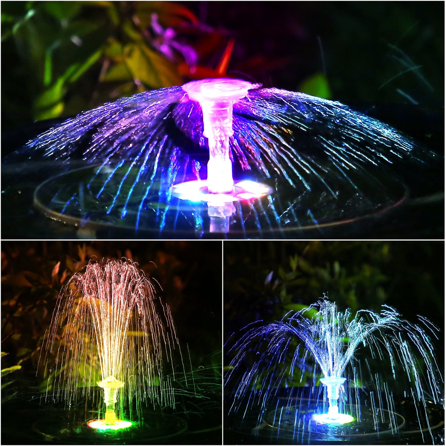 AISITIN 5.5W LED Solar Fountain - Solar Water Fountains with 3000mAh Battery 6 Nozzles, for Bird Bath, Garden and Outdoor,etc.