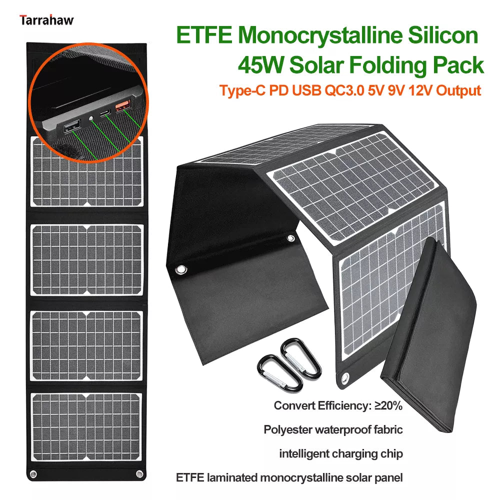 High-efficiency solar panel with waterproof design and smart charging chip for outdoor use.