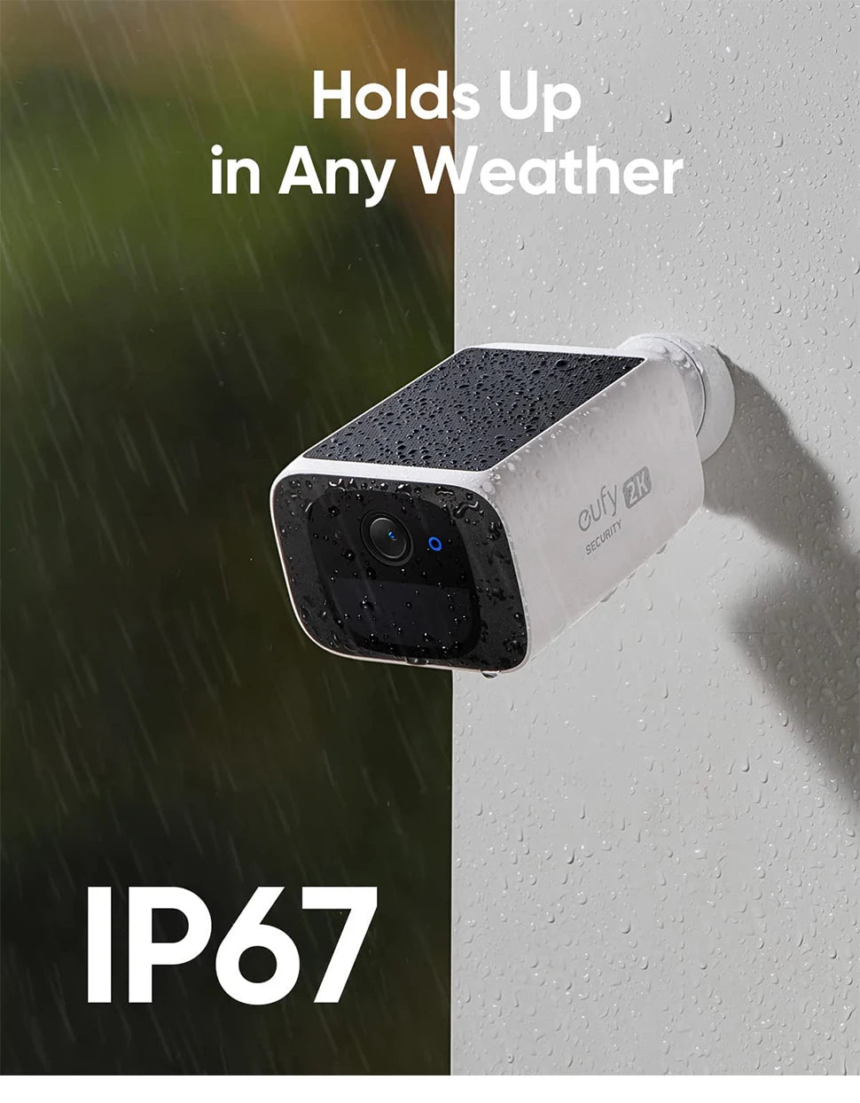 Eufy S220 SoloCam - Solar Security Camera, Rugged design withstands weather conditions up to IP67 for reliable outdoor surveillance.