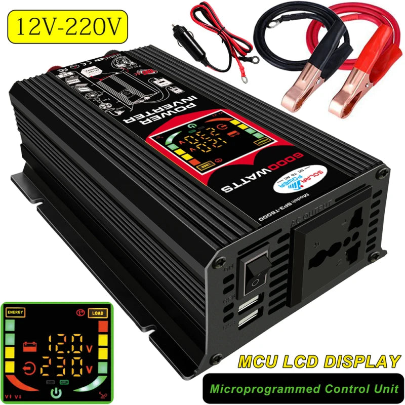 Car Inverter: 12V to 220V power converter with advanced controls and safety features for automotive use.