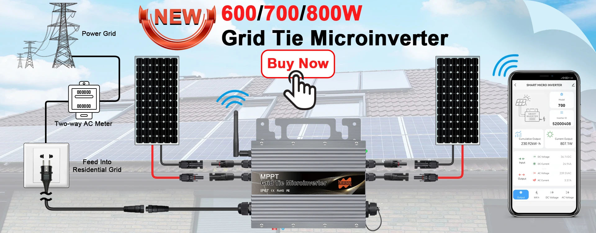 1000W 2000W Solar Inverter With
