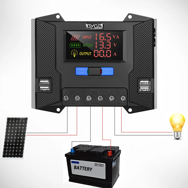 30A Solar Charge Controller, Input: 6V, Output: Battery (VA) or Syrd battery