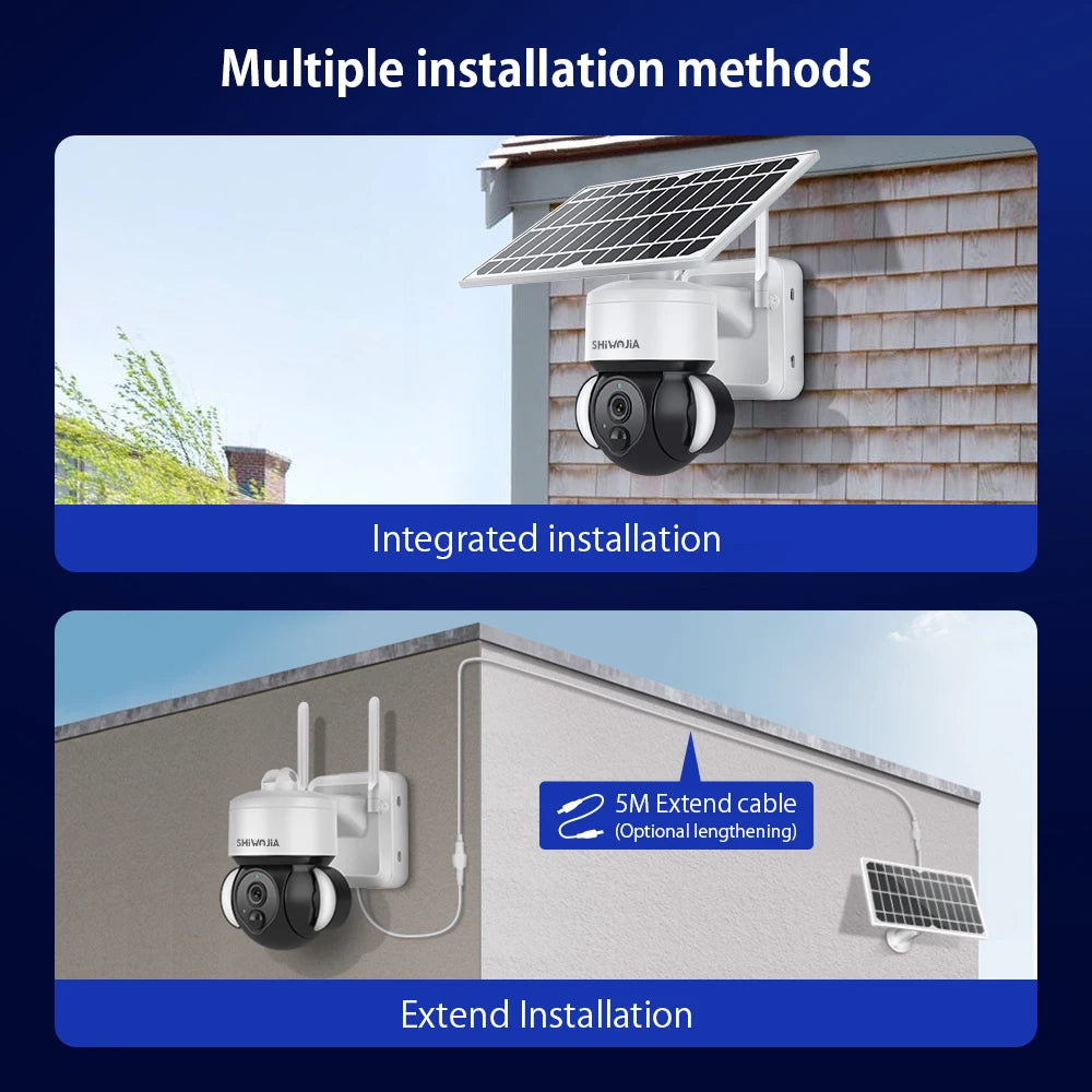 SHIWOJIA ST-518 Solar Camera, Easily installed with optional extendable cables for flexible placement.