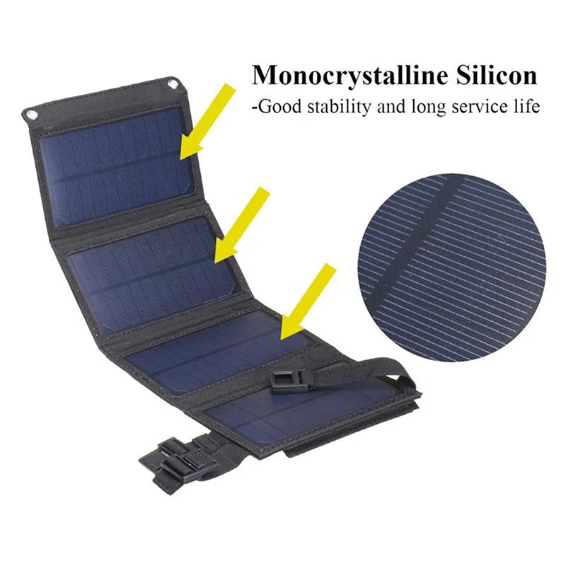 Foldable Solar Panel, Features monocrystalline silicon with good stability and lifespan.