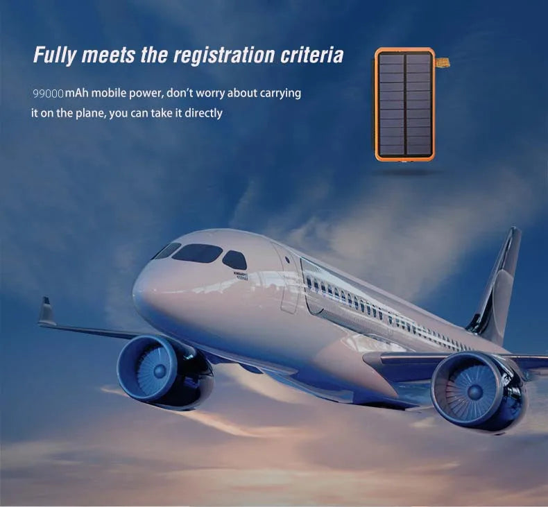 Easily transportable power bank for air travel, meeting regulations and easy to take on board.