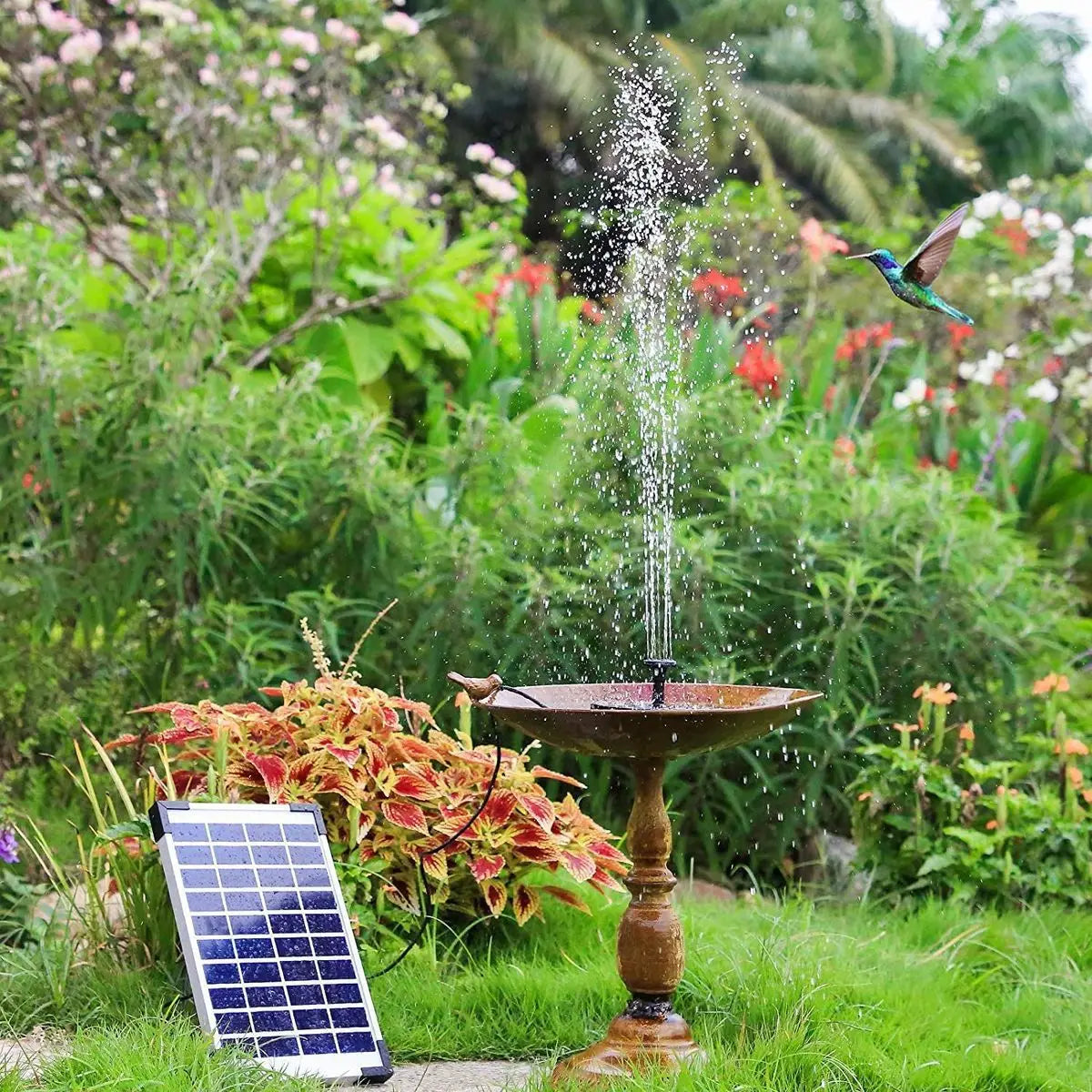 12V Solar Panel Charging Water Pump Set, Solar-powered pump set for decorative water features, suitable for gardens and ponds.