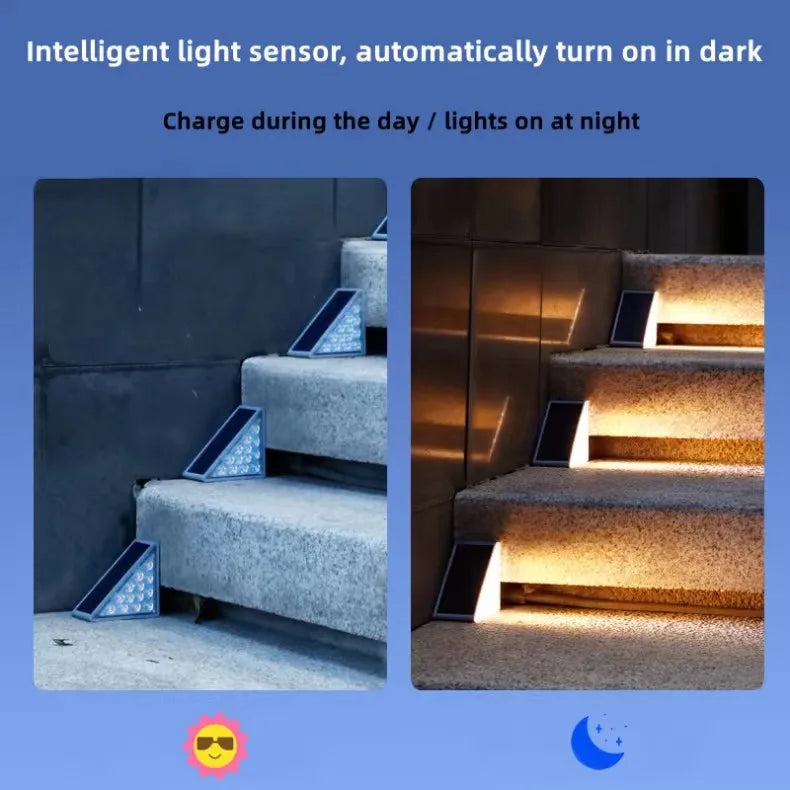 LED Outdoor Solar Anti-theft Stair Light, Automatic lamp that turns on at dusk and stays lit until dawn.