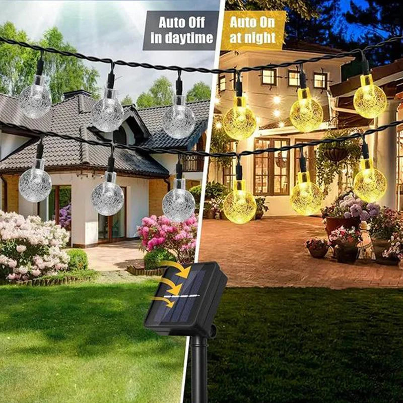 Solar String Light, Outdoor-friendly lighting that runs continuously for 365 days, perfect for courtyards, lawns, and tents.