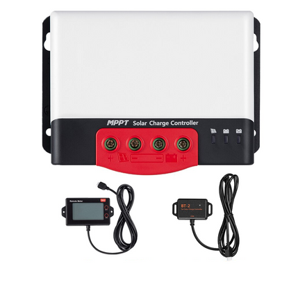 SRNE MPPT Controlador de carga solar 20A ~ 50A Regulador solar PV Entrada máxima de 1320 W para bateria de lítio de 12V 24V com BT-2 RM-6 opcional