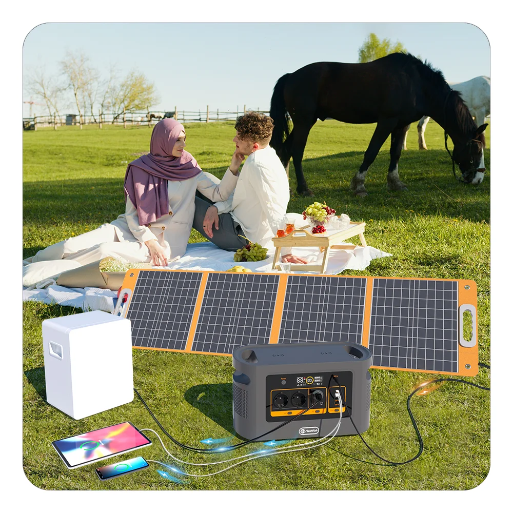 FF Flashfish QE02D - Lifepo4 Rechargeable Portable Power Station 1008Wh 1200W 315000mAh/3.2V Solar Generator Pure Sine Wave UPS