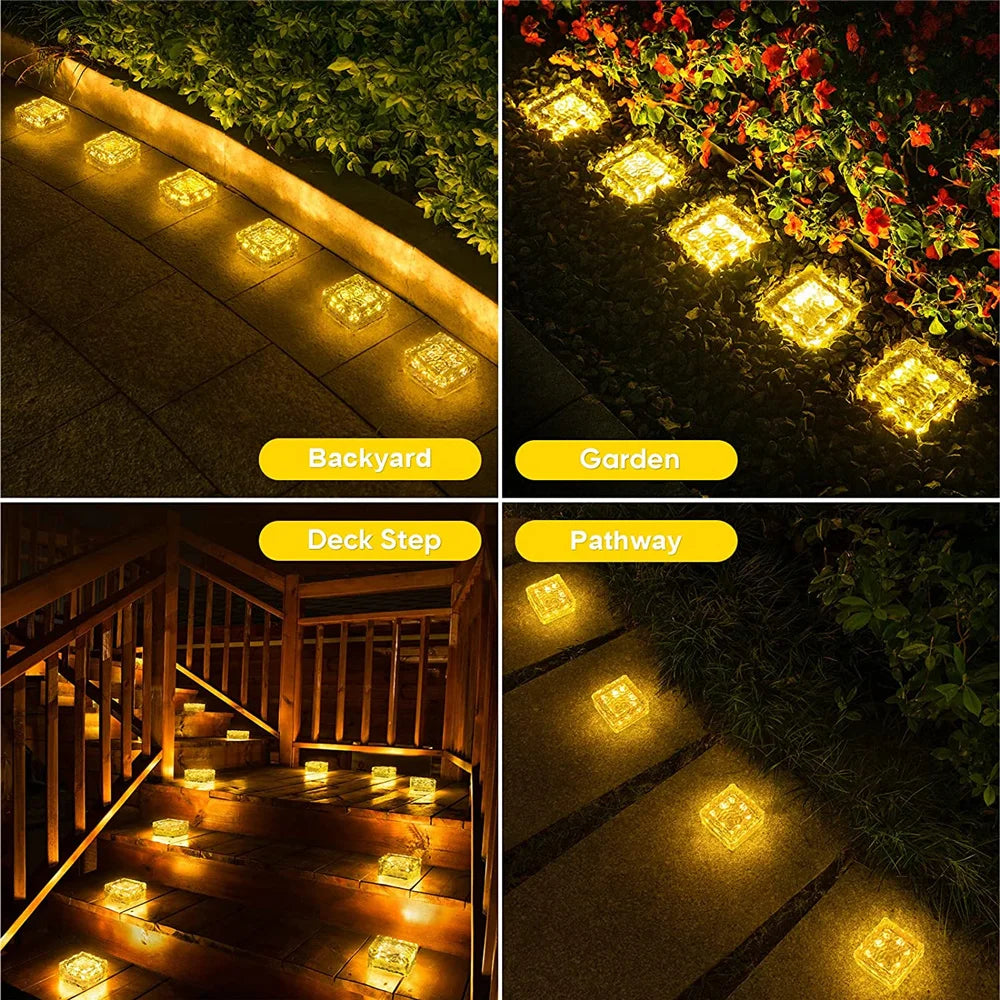 Solar Brick Ice Cube Light, Outdoor pathway lighting for decks, gardens, and backyards