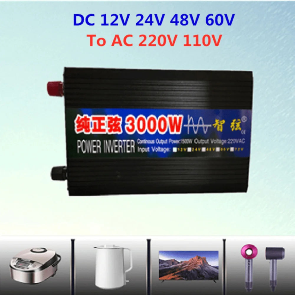 Pure sine wave inverter, Normal operation within 65°C with protective measures.