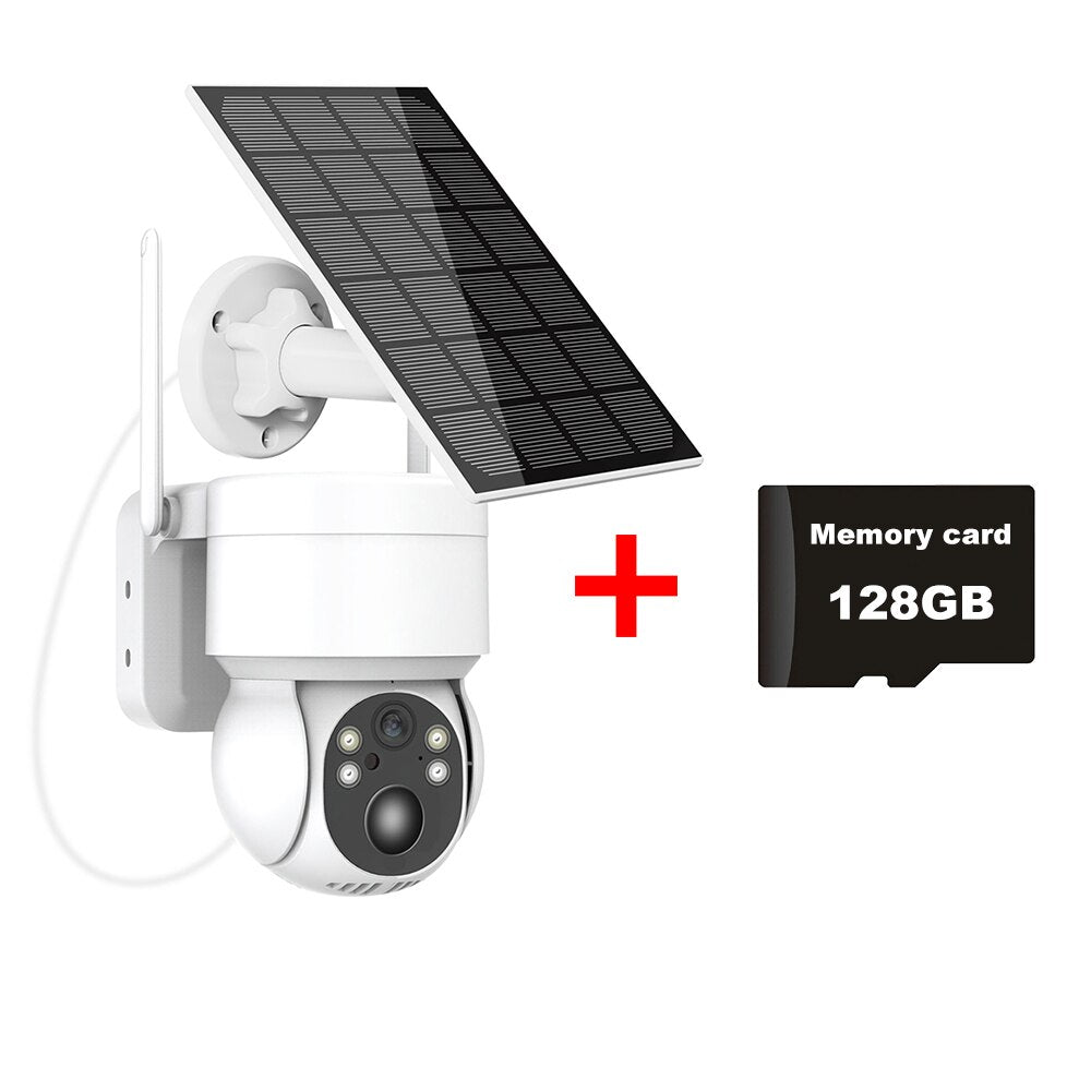 Câmera Solar PTZ Wi-Fi Outdoor 1080P PIR Detecção Humana Câmeras IP de Vigilância Sem Fio com Painel Solar 7800mAh Bateria de Recarga