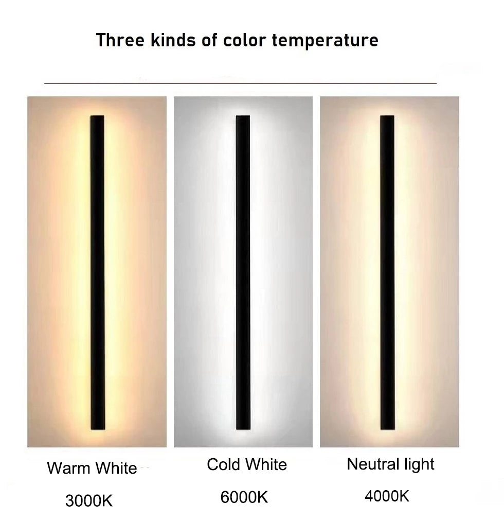 LED Outdoor Wall Light, Three color temperatures: warm white, cold white, and neutral for versatile outdoor use.