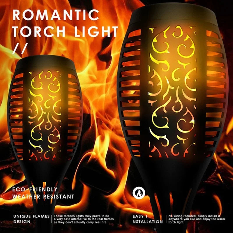 1/2/4/6/8/10/12Pcs Solar Flame Torch Light, Romantic torch light with eco-friendly and weather-resistant design, easy installation, and soft glow.