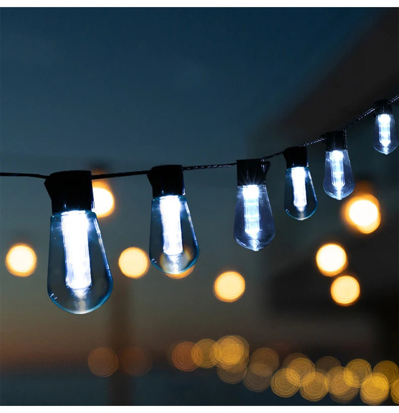 LED Solar String Light, Outdoor string lights with 10-20 LEDs, solar power, and adjustable brightness control.