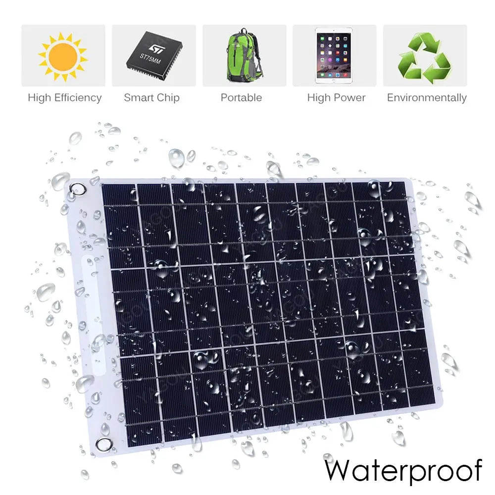 60W Solar Panel, Reliable high-efficiency smart chip with waterproof design and compact size for portable use.