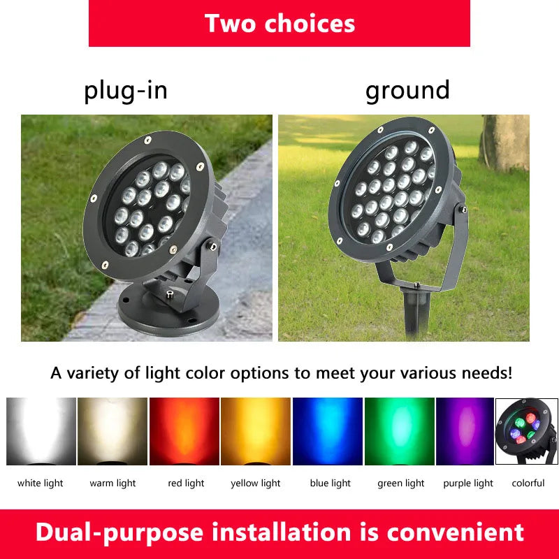 NEARCAM outdoor RGB projection light, Two plug-in options: ground or variety, with 7 color choices for easy installation.