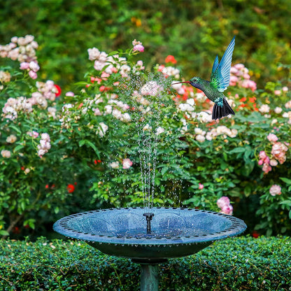 2.5W Solar Bird Bath Fountain - Solar Fountain Pump for Bird Bath with 6 Nozzles, Solar Powered Water Fountain for Garde