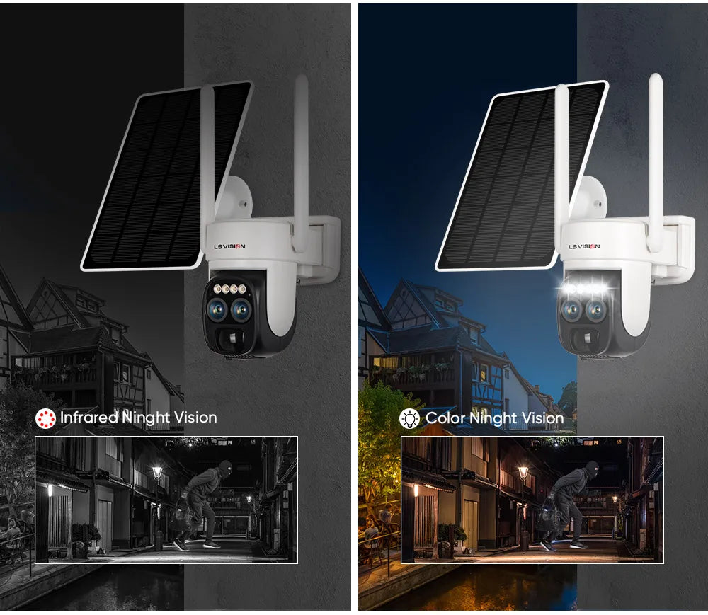 LS VISION LS-CS1 Solar Camera, LS Vision's LS-CS1 Solar Camera: Enhanced outdoor security monitoring with 2K lenses, zoom, and night vision.