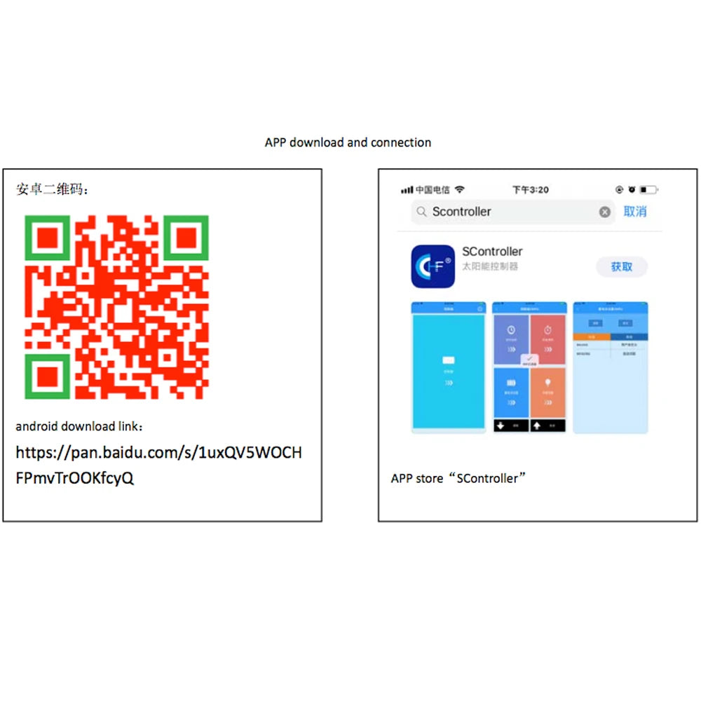 Scan QR code or search 'SController' to download and connect to our APP.