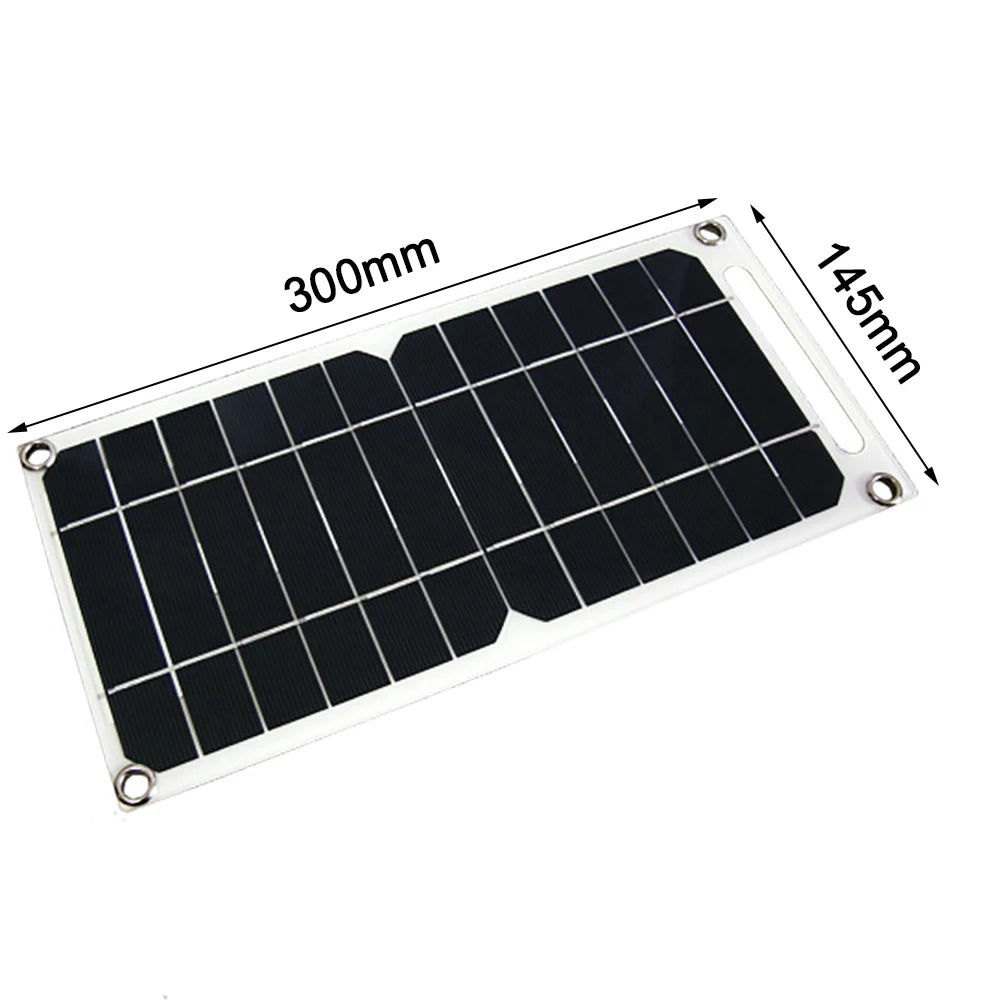 30W Portable Solar Panel, Portable solar panel kit for camping and outdoor use, powering devices like flashlights and phones.