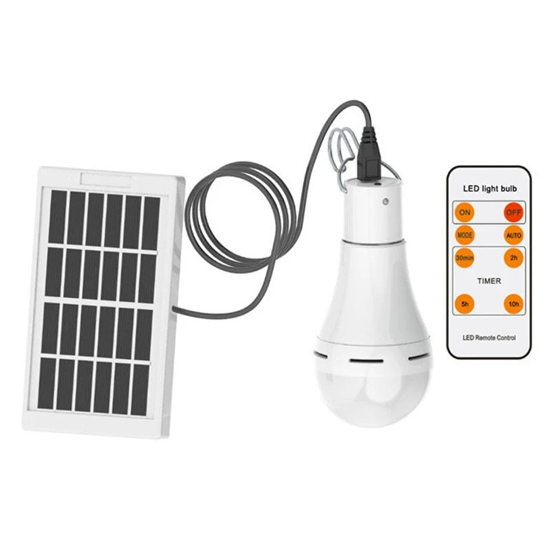 Waterproof solar light bulb for outdoor use with hook, perfect for gardens and courtyards.