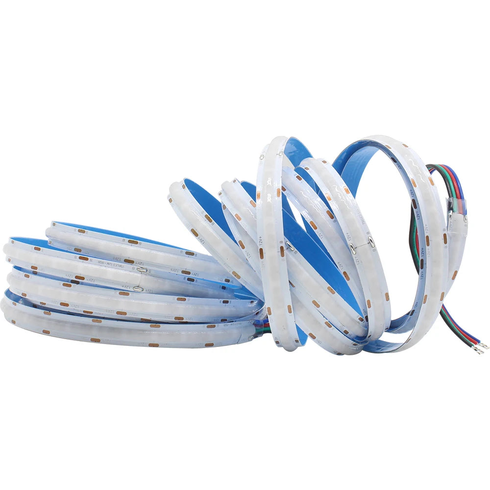 RGB COB LED Strip Light, Ultra-bright LED strip runs cool with 756/840 LEDs, perfect for ambient lighting applications.