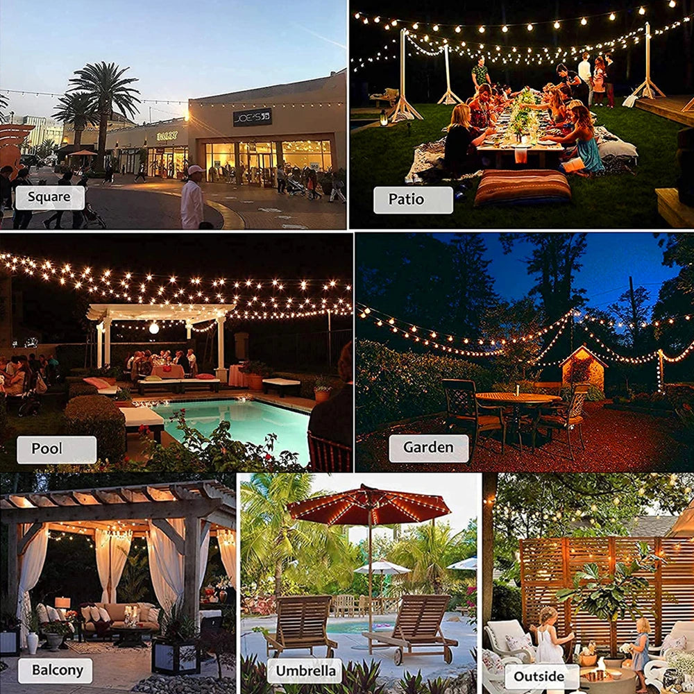 LED Solar String Light, Mua umbrella for outdoor use on square patios, pools, gardens, balconies.