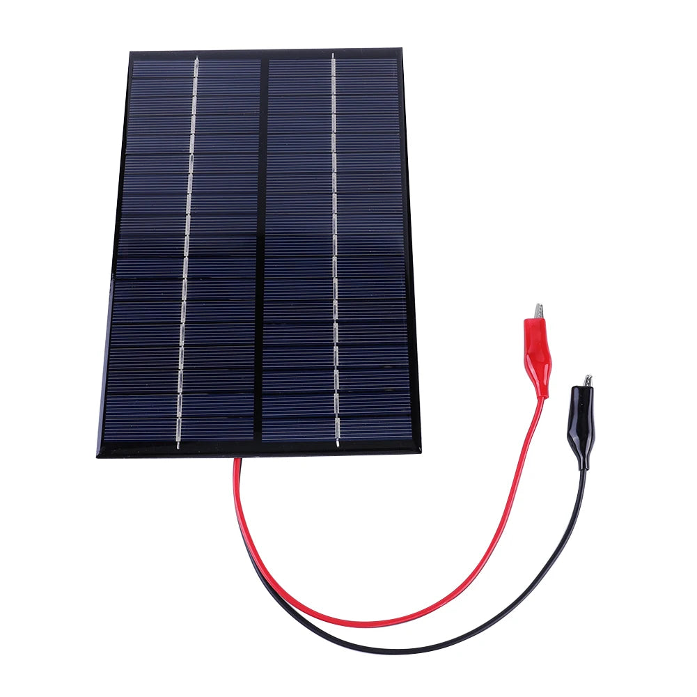 Portable waterproof solar panel charger for outdoor use with polycrystalline board and 8W power.