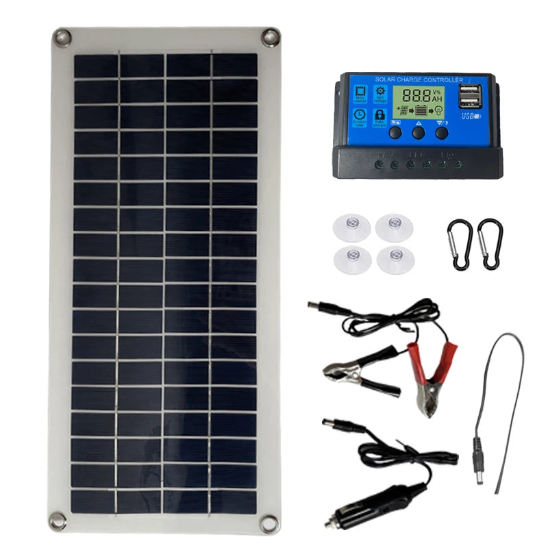 150W 300W Solar Panel, Compact Solar Power Kit for Phone Charging & RV Use: 150W/300W Panel with 12V Battery and Controller.
