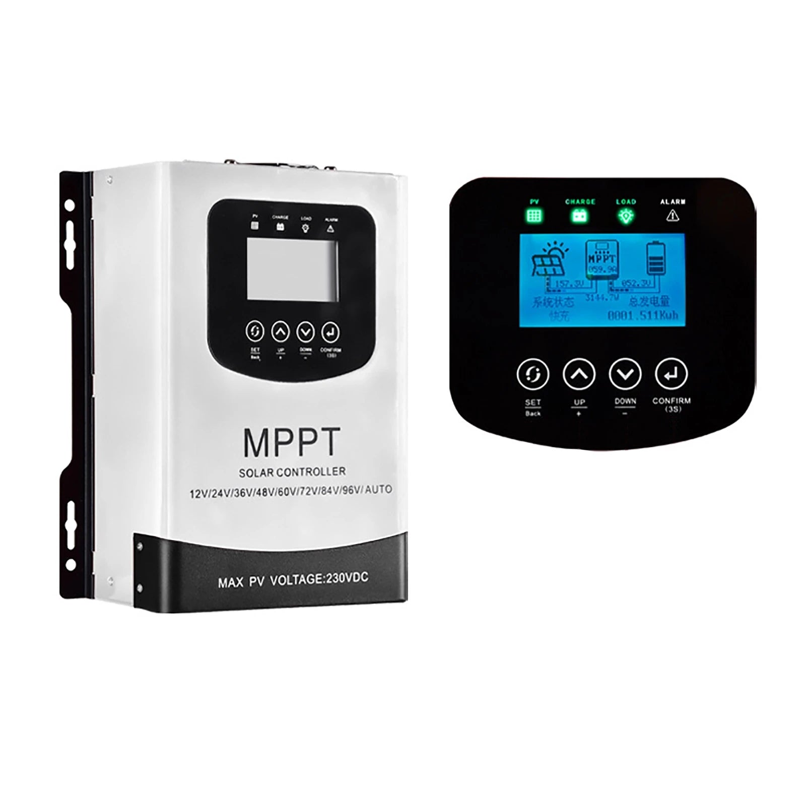 50A 60A MPPT Solar Charge Controller, Smart Alert: Overload Protection - Solar Charge Controller for 12-72V Battery Systems with Auto MAX PV Voltage Mode.